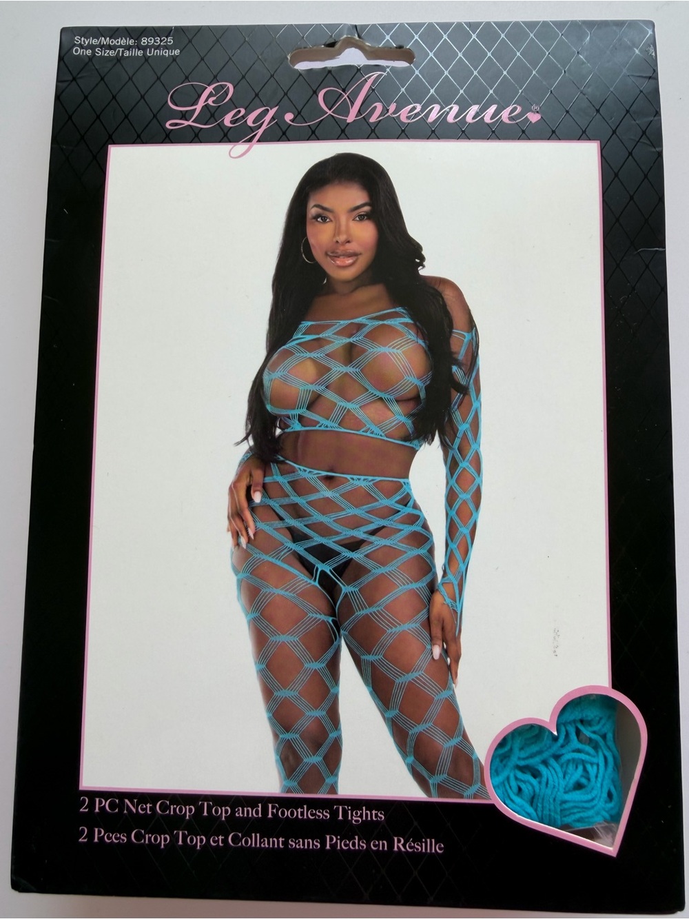 Leg Avenue Teal Fishnet 2-Piece Crop Top & Footless Tights